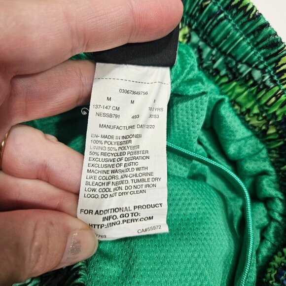 Nike Youth Tropical Leaf Print Swim Trunks‎ M 10-12 Yrs Green/Blue Cinch Waist - Picture 6 of 9